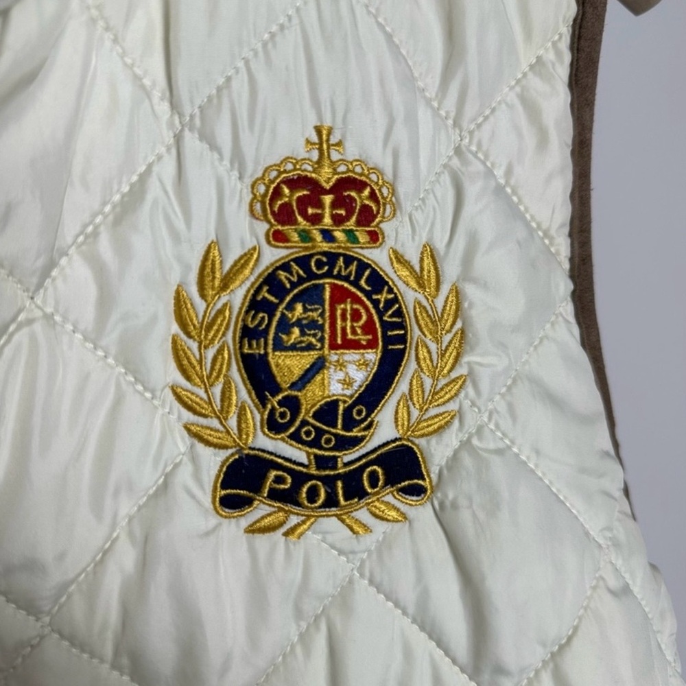 Polo by Ralph Lauren Women's Cream Quilted Vest with Crest vintage - Picture 6 of 11